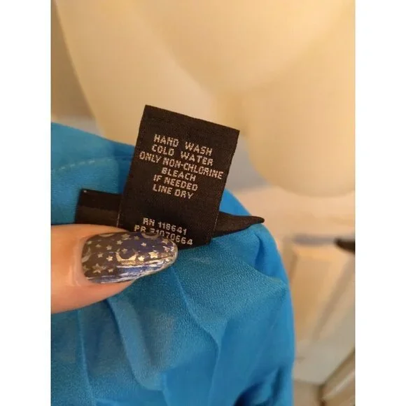 Lane Bryant Top Blue Semi Sheer Sleeveless Pleated Hidden Button Up Sz 24 - Picture 8 of 8